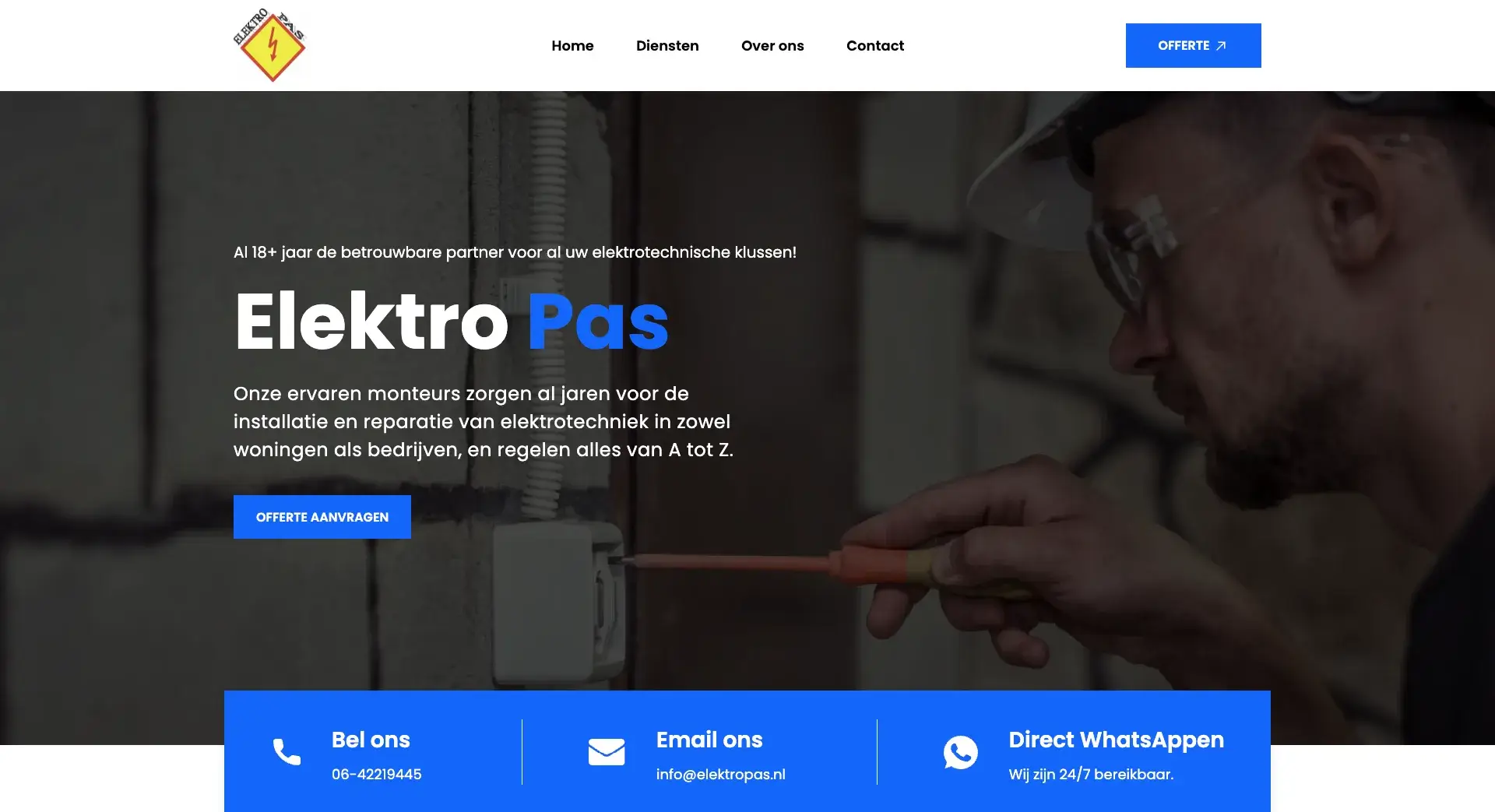 Electrician services website – Custom design for businesses