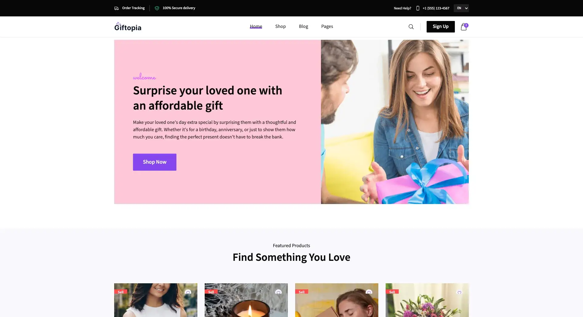 Custom gift shop website design for online businesses